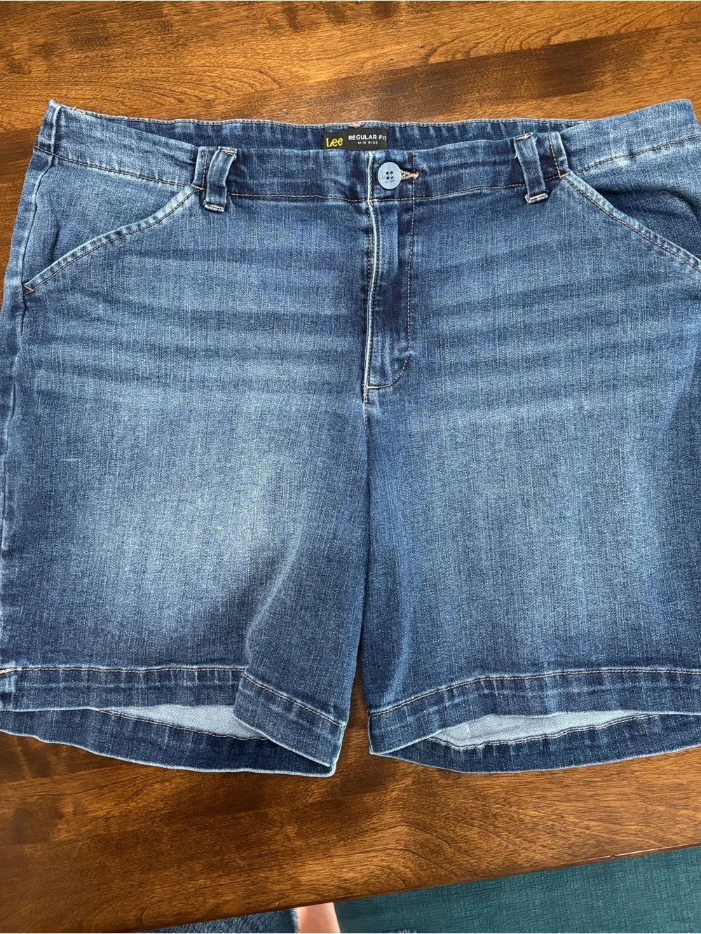 Lee Women's Blue Denim Shorts - Faded Indigo Cutoffs